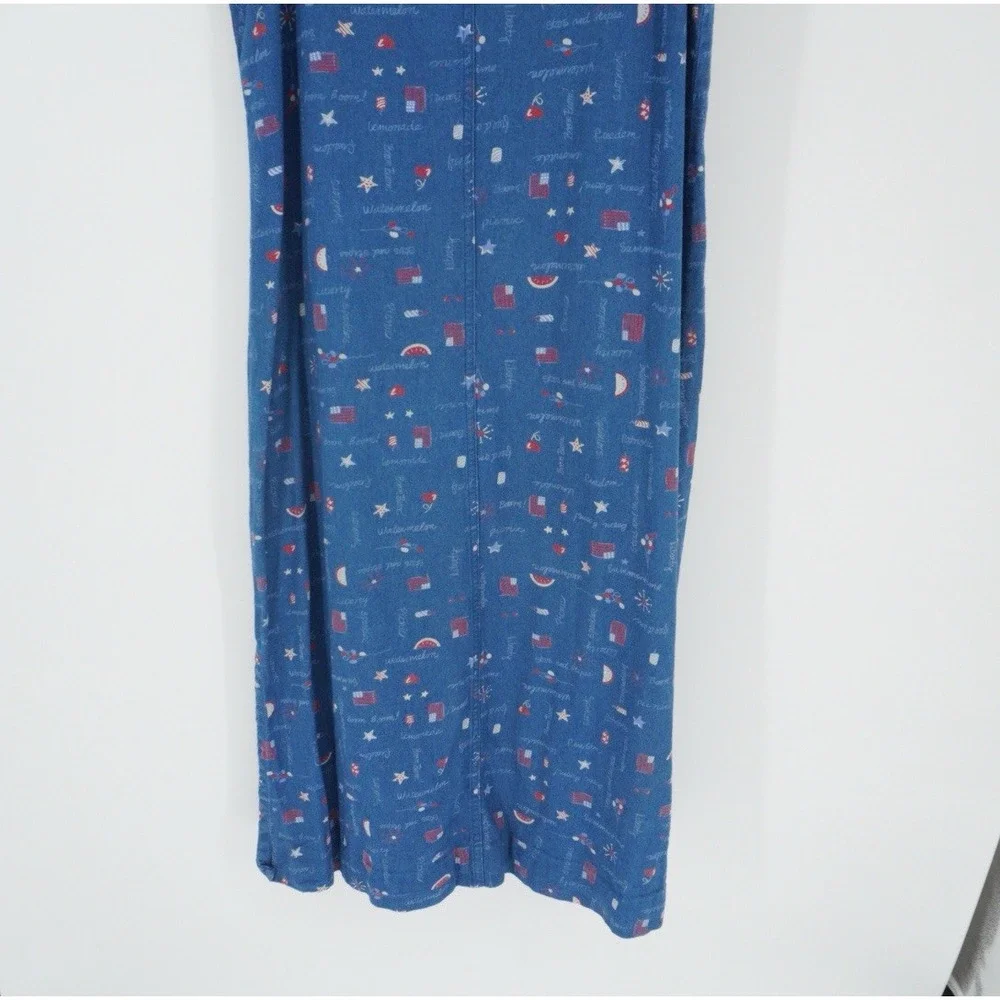 Vintage Koret Denim Maxi Sleeveless Dress Americana 4th Of July Medium